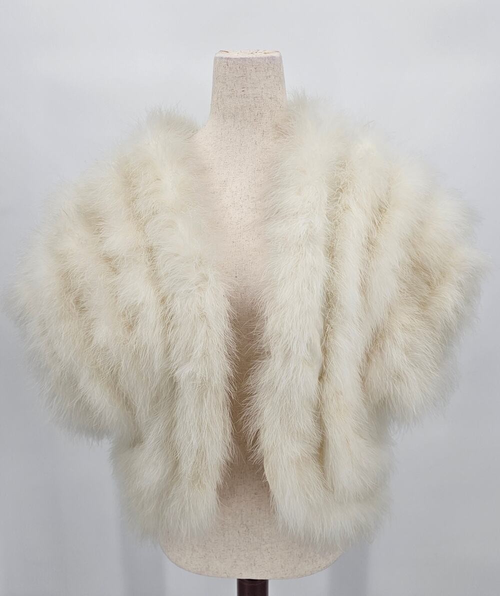 Vintage Ivory Women's Size L Glamorous Feather Bolero Vest